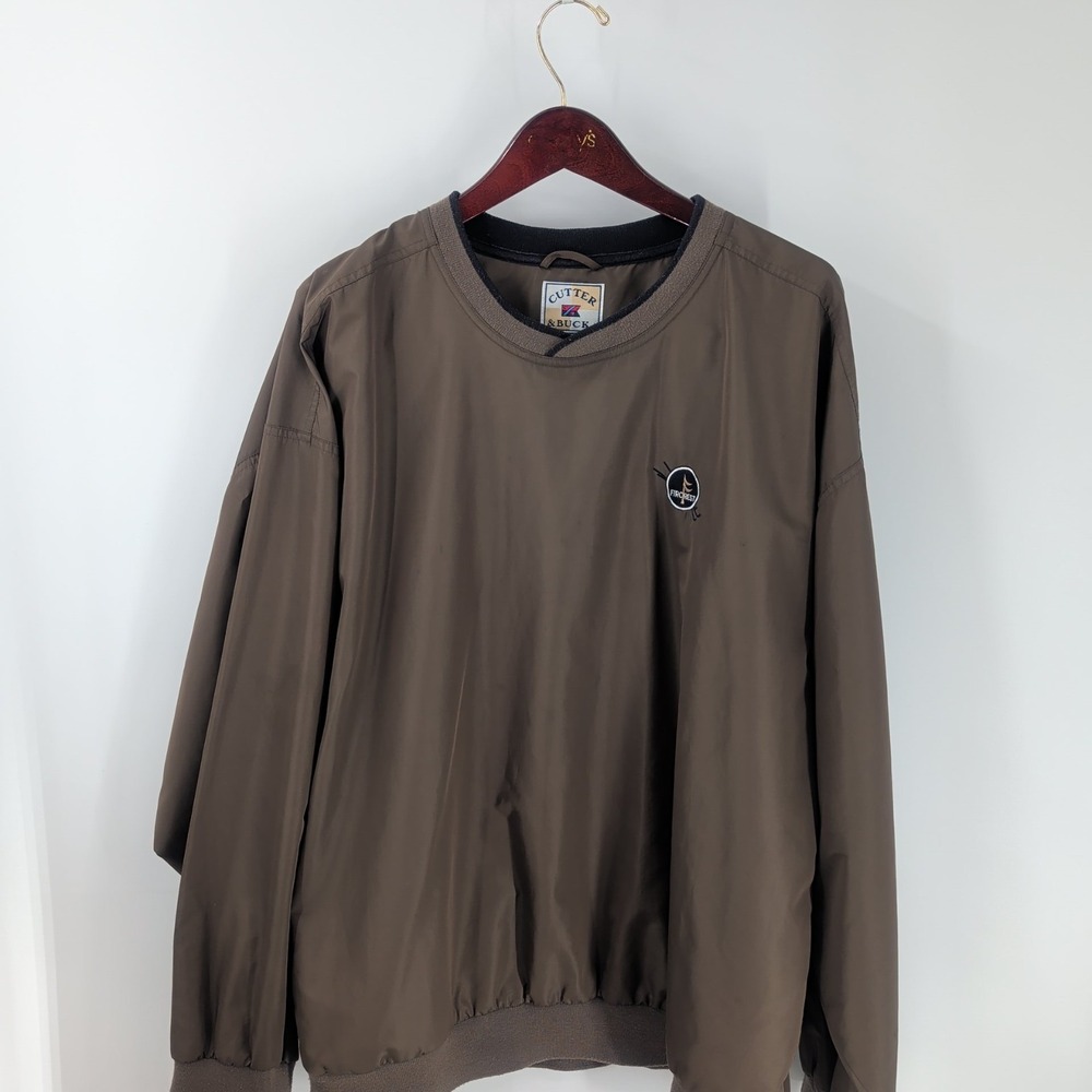 Vtg Cutter & Buck Clima Guard Embroidered Pullover Windbreaker Jacket Brown 2XL